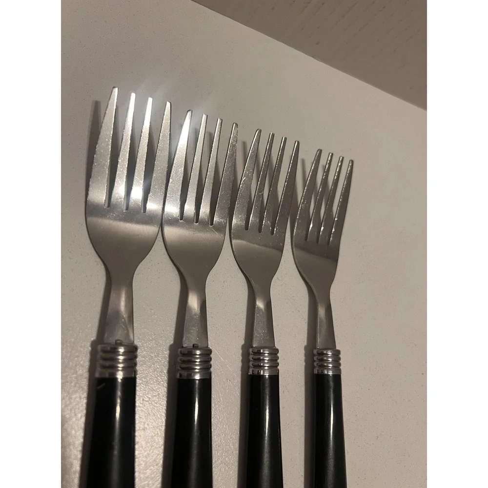 GIBSON Forks Flatware Vintage‎ Utensils 4pc Retro Black Handles